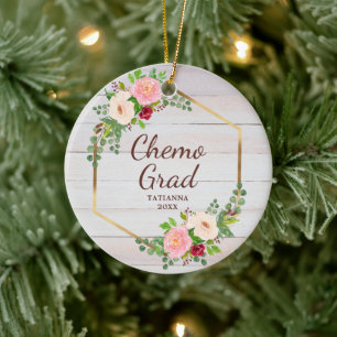 Ornamento De Cerâmica Sobrevivência Personalizada do Câncer da Mama com