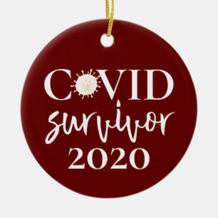 Ornamento De Cerâmica Sobrevivente da Covid Coronavírus 2020