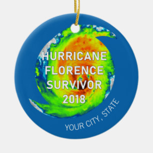 Ornamento De Cerâmica SOBREVIVENTE DA FLORENÇA DE HURRICANO Cidade e E