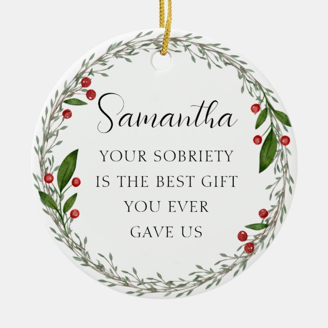 Ornamento De Cerâmica Sobriedade Personalizada Clássica Marco Sober Nata (Frente)