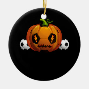 Ornamento De Cerâmica Soccer Ball Pumpkin Jack O Lanterna Halloween Skul