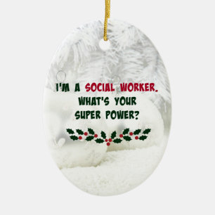 Ornamento De Cerâmica Social Worker Humor, Holiday Colors