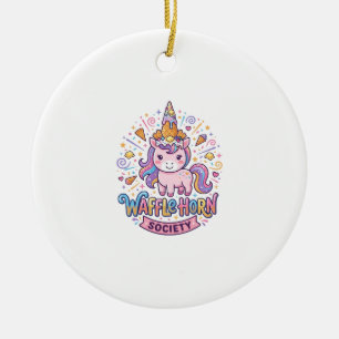 Ornamento De Cerâmica Sociedade do Chifre de Waffle de Unicórnio Roupas