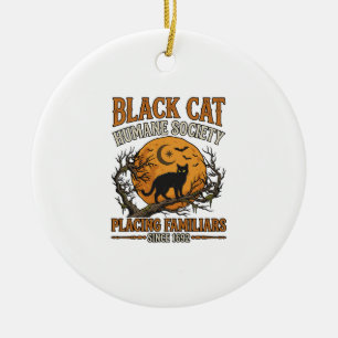 Ornamento De Cerâmica Sociedade Humana Black Cat Halloween Lua Cheia Mor