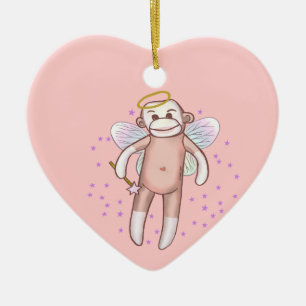 Ornamento De Cerâmica Sock Monkey Angel Ornament