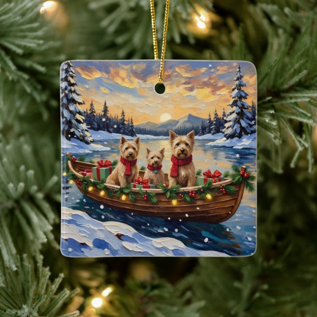 Ornamento De Cerâmica Soft Coated Wheaten Terrier Christmas Boat Holiday (Árvore)
