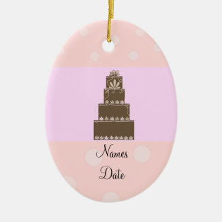 Ornamento De Cerâmica Soft Pink and Chocolate Wedding Cake