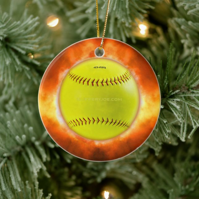 Ornamento De Cerâmica Softball artístico do SlipperyJoe sobre presentes  (Árvore)