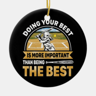 Ornamento De Cerâmica Softball fazendo o seu melhor