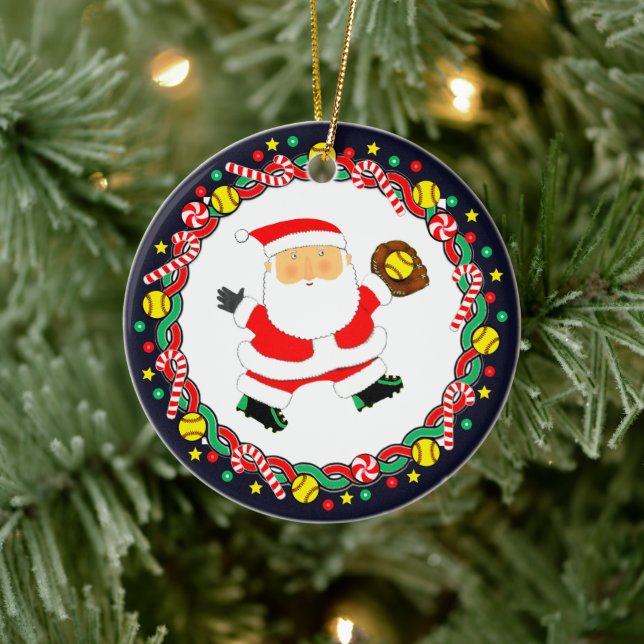 Ornamento De Cerâmica Softball Holiday Gift (Árvore)