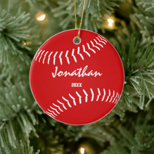 Ornamento De Cerâmica softball verde de beisebol mínimo esportivo