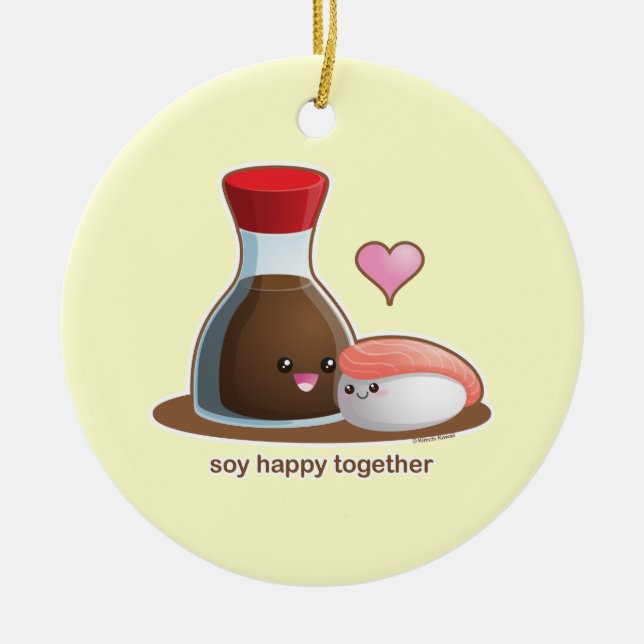 Ornamento De Cerâmica Soja feliz (Frente)