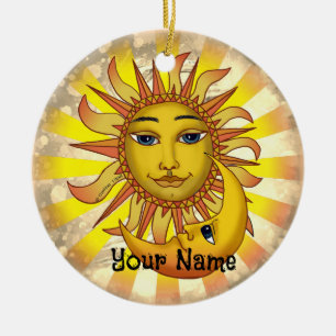 Ornamento De Cerâmica Sol Ama Lua