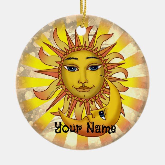 Ornamento De Cerâmica Sol Ama Lua  (Frente)