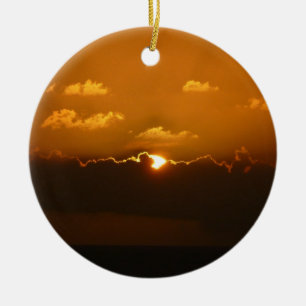 Ornamento De Cerâmica Sol Atrás das Nuvens Foto Laranja Sunset