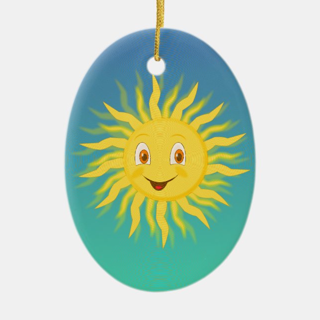 Ornamento De Cerâmica Sol com Linhas Circulares (Frente)