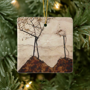 Ornamento De Cerâmica Sol de Outono e Árvores por Egon Schiele, Arte Vin
