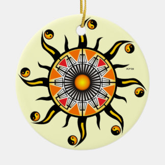 Ornamento De Cerâmica Sol de Uma Cesta