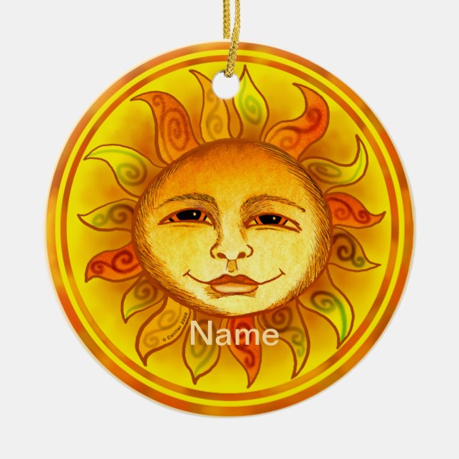 Ornamento De Cerâmica Sol Sorridente (Frente)
