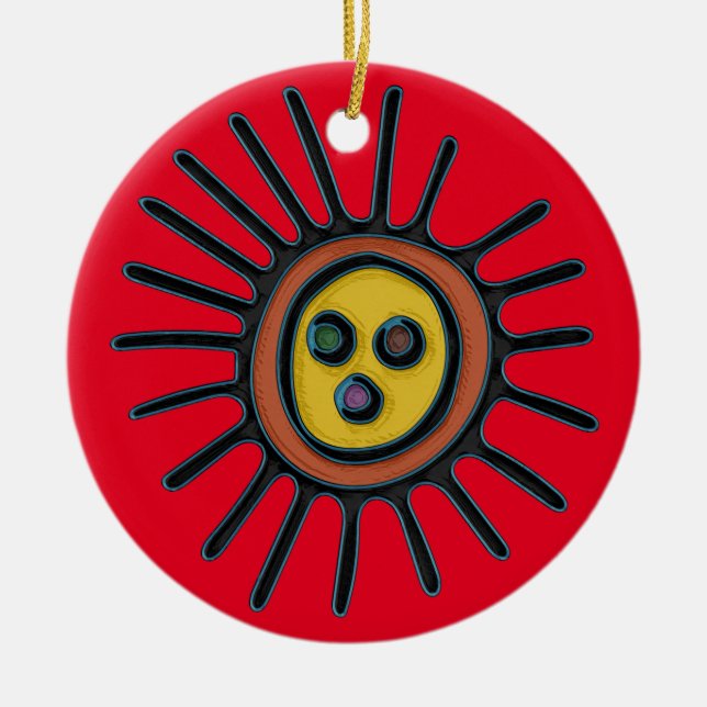 Ornamento De Cerâmica Sol Taino Circle Ornament (Frente)