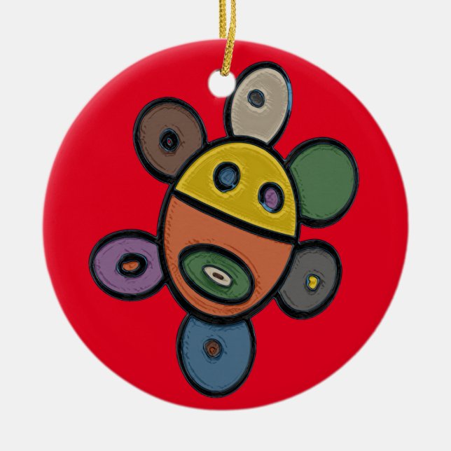 Ornamento De Cerâmica Sol Taino Circle Ornament (Frente)