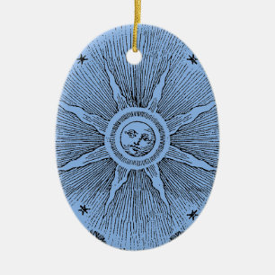 Ornamento De Cerâmica Sol venenoso e estrelas céu medieval celeste draw
