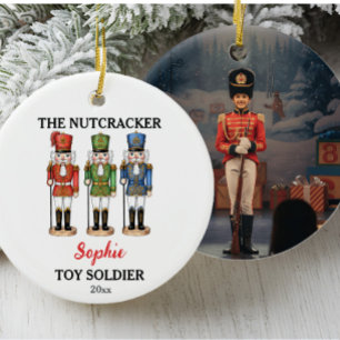 Ornamento De Cerâmica Soldado de Brinquedo Quebra-Nozes com Nome e Foto