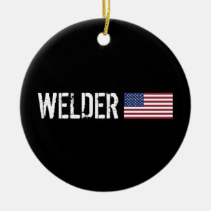 Ornamento De Cerâmica Soldador - bandeira americana