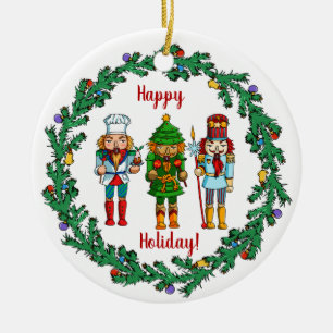 Ornamento De Cerâmica Soldados de brinquedo dos Nutcrackers do Natal