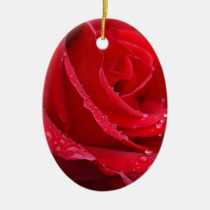 Ornamento De Cerâmica Solteiro rosa vermelha