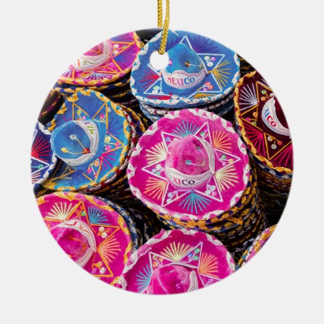 Ornamento De Cerâmica Sombreros No México (Frente)