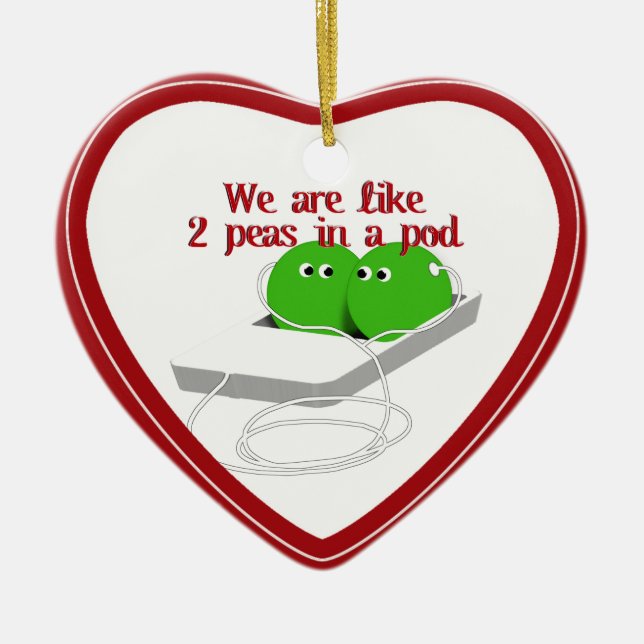 Ornamento De Cerâmica Somos como duas ervilhas em um pod (Frente)