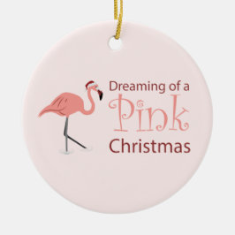 Ornamento De Cerâmica Sonhando com um Natal Rosa -