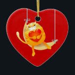 Ornamento De Cerâmica Sonho<br><div class="desc">Doce gato dormindo sobre a lua,  ilustração de fantasia</div>