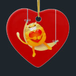 Ornamento De Cerâmica Sonho<br><div class="desc">Doce gato dormindo sobre a lua,  ilustração de fantasia</div>