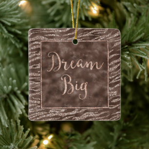 Ornamento De Cerâmica Sonho de Glitter Castanho-Zebra-Castanho