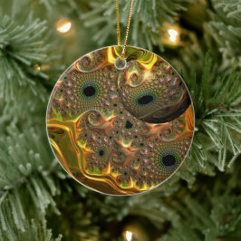 Ornamento De Cerâmica Sonho Fractal Ouro Líquido