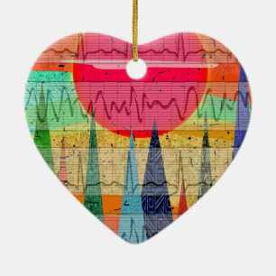 Ornamento De Cerâmica Sonhos cardíacos médicos da floresta do ritmo