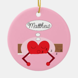 Ornamento De Cerâmica Sonhos Cardíacos Sombras de Rosa: