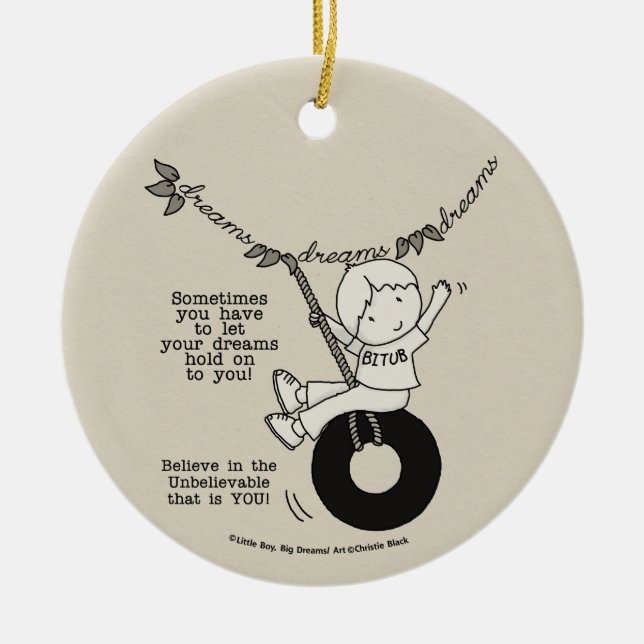 Ornamento De Cerâmica Sonhos te seguram (Frente)