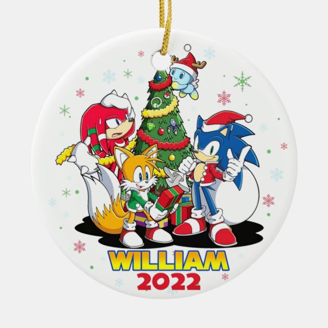 Ornamento De Cerâmica Sonic Ornament Personalizado, Natal 2022 (Frente)