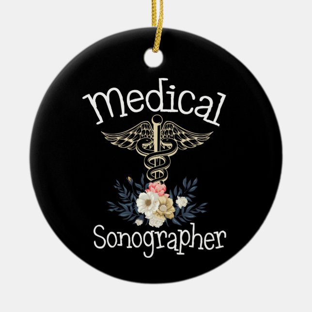 Ornamento De Cerâmica Sonografia Cóta com Sonografia Médica (Frente)