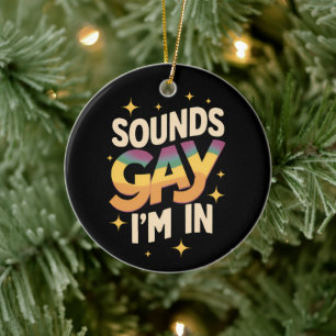 Ornamento De Cerâmica Sons Groovy São Gays Estou no Orgulho LGBT Arco-ír