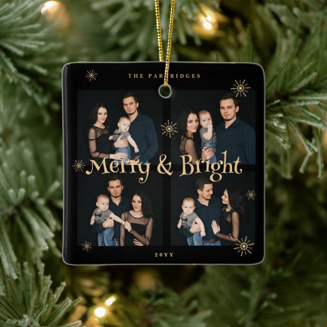 Ornamento De Cerâmica Sophisticated & Exquisite Black and Golden Collage (Árvore)