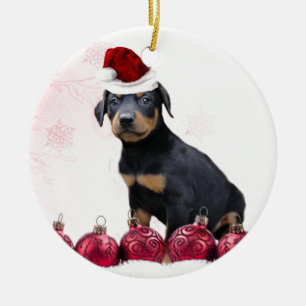Ornamento De Cerâmica Soro cerâmico de filhote de Natal Doberman