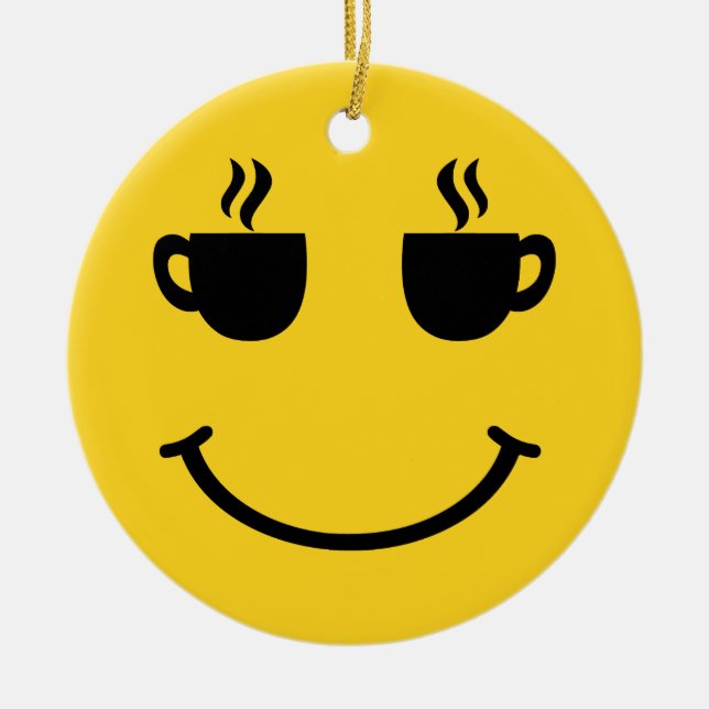 Ornamento De Cerâmica Sorriso da Taça do Café (Frente)