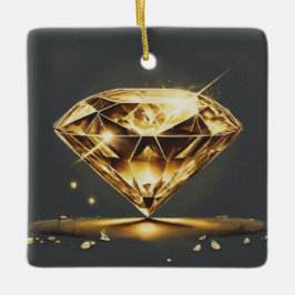 Ornamento De Cerâmica Sorriso de Diamante Amarelo e Multicor