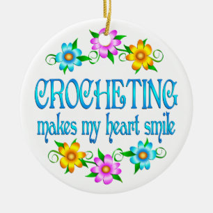 Ornamento De Cerâmica Sorrisos Crocheting