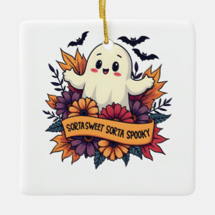 Ornamento De Cerâmica Sorta Sweet Sorta Spooky Halloween Ghost Fall Love