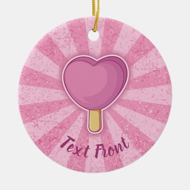 Ornamento De Cerâmica Sorvete cardíaco (Frente)
